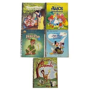 A Little Golden Book Collection Lot of 05 Walt Disney Books Snow White Bambi +